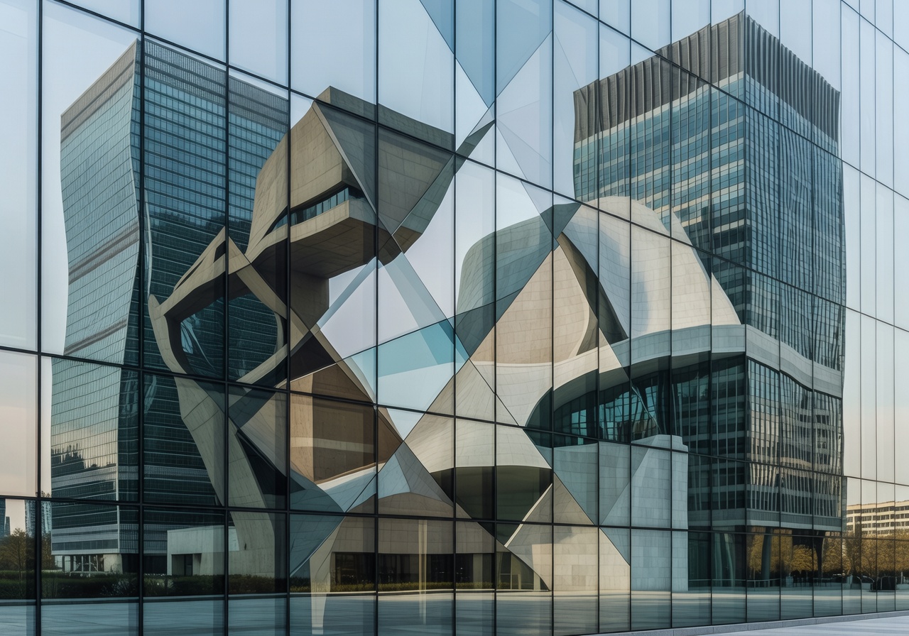 Abstract architectural reflection symbolizing global diplomacy