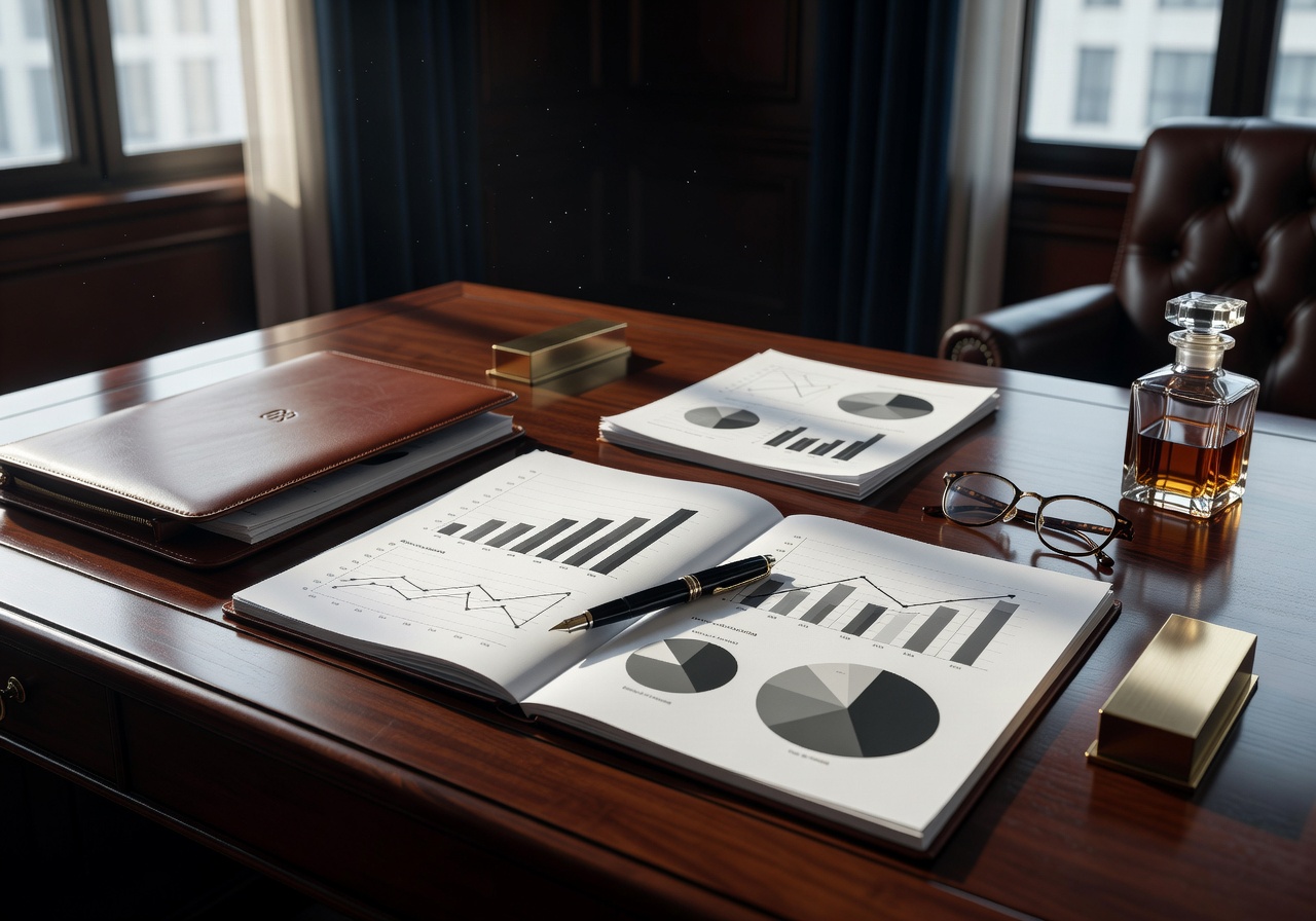 Strategic planning documents on a luxury desk